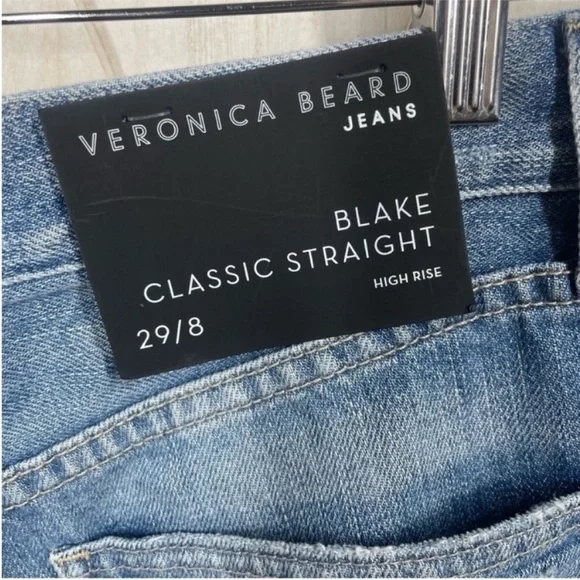 Veronica Beard Blake Classic Straight High Rise Button Fly Distresses Jeans 29/8 - Picture 6 of 10
